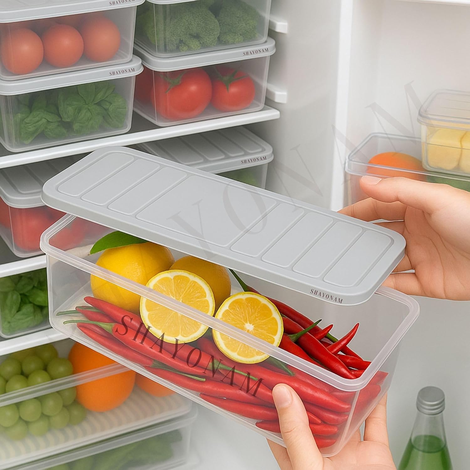 SHAYONAM Storage Box For Freezer (Pack of 6), Fridge Organiser...