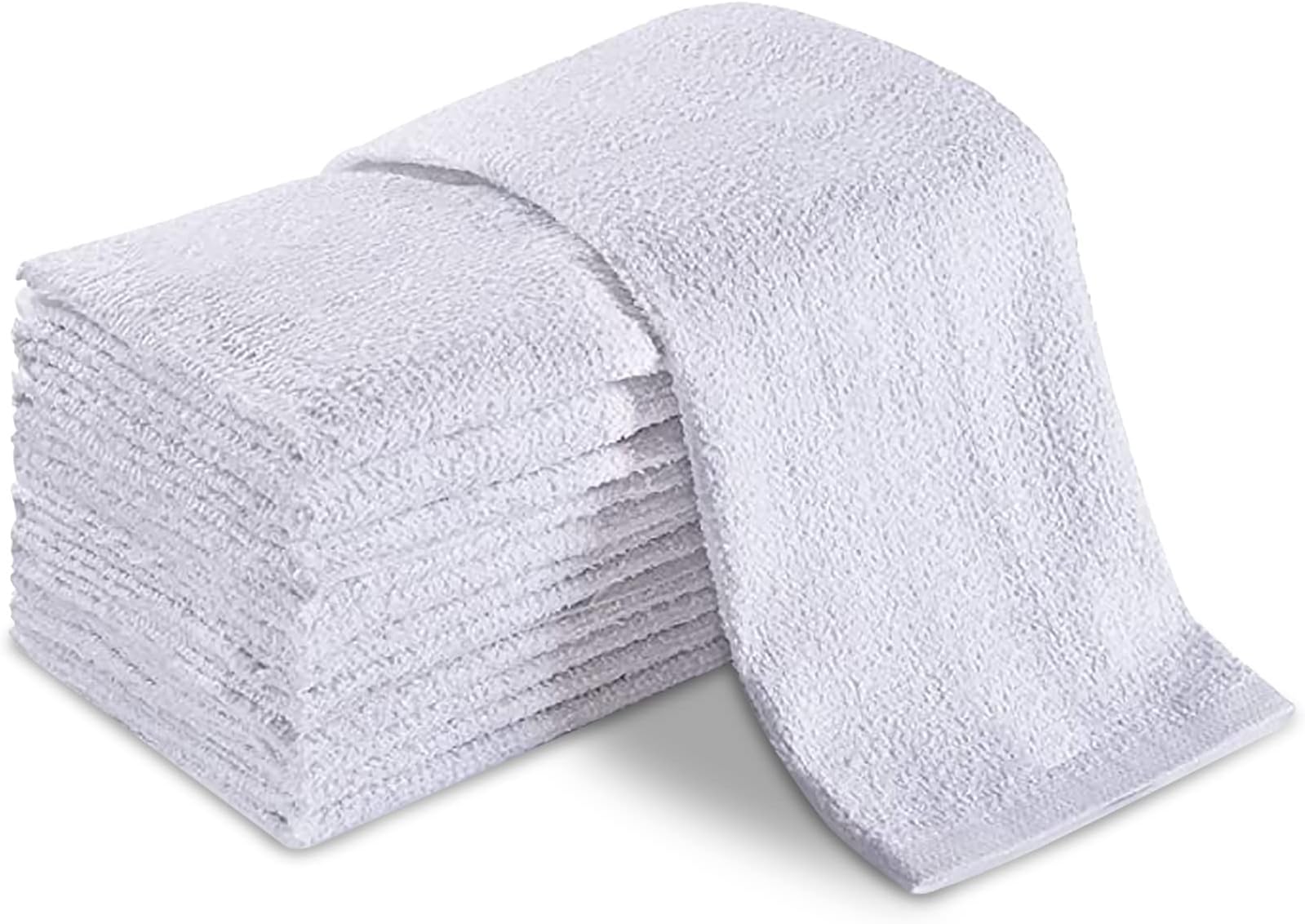 Universal Cleaning Towels, White Bulk 36 Pack, 16” X 19” 100% Cotton Fully Bordered Commercial Grade Terry Weave Cloth Bar Mops for Everyday Restaurant or Home Use