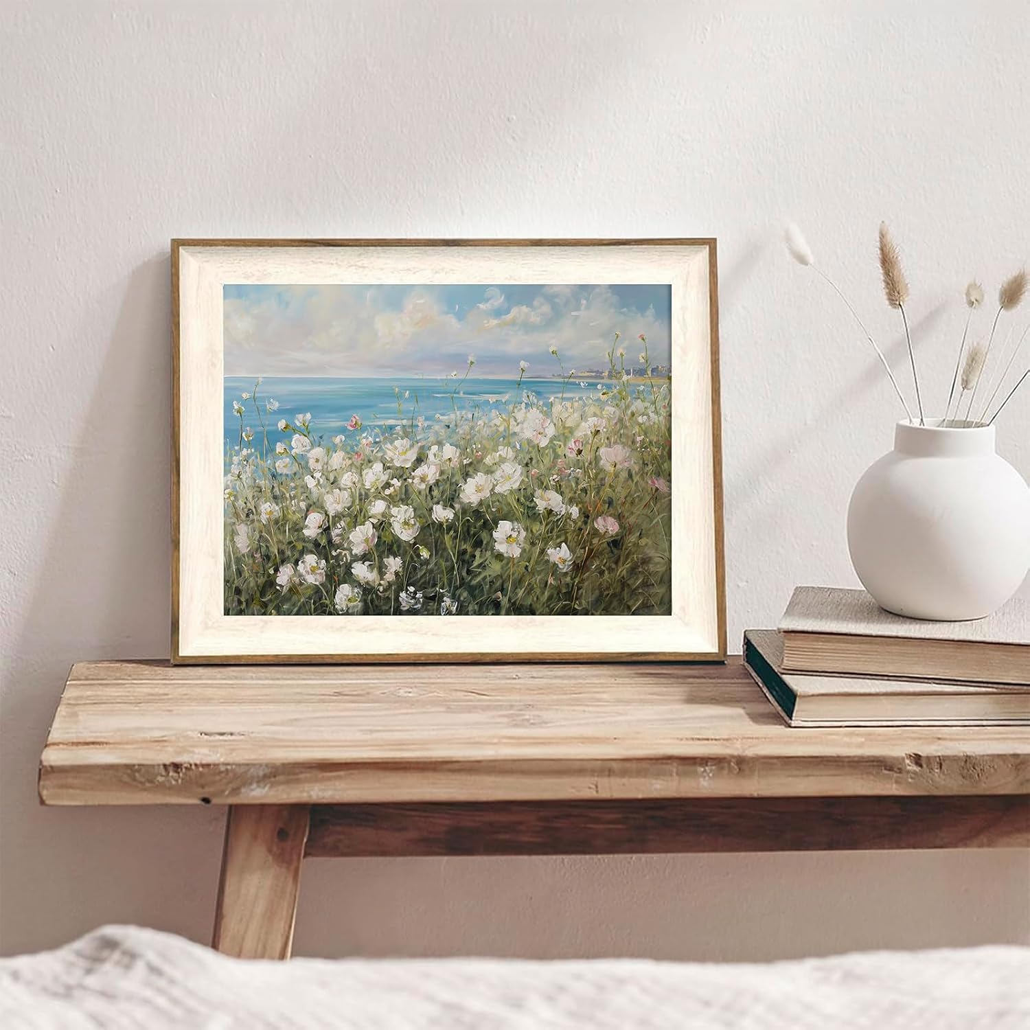 XOCUUI Vintage Farmhouse Canvas Wall Art - Wildflower Field Landscape Painting, Cottage Decor, Natural Oil Painting Wall Art Spring Art For Living Room Bedroom Kitchen - 8" X 10" - Unframed