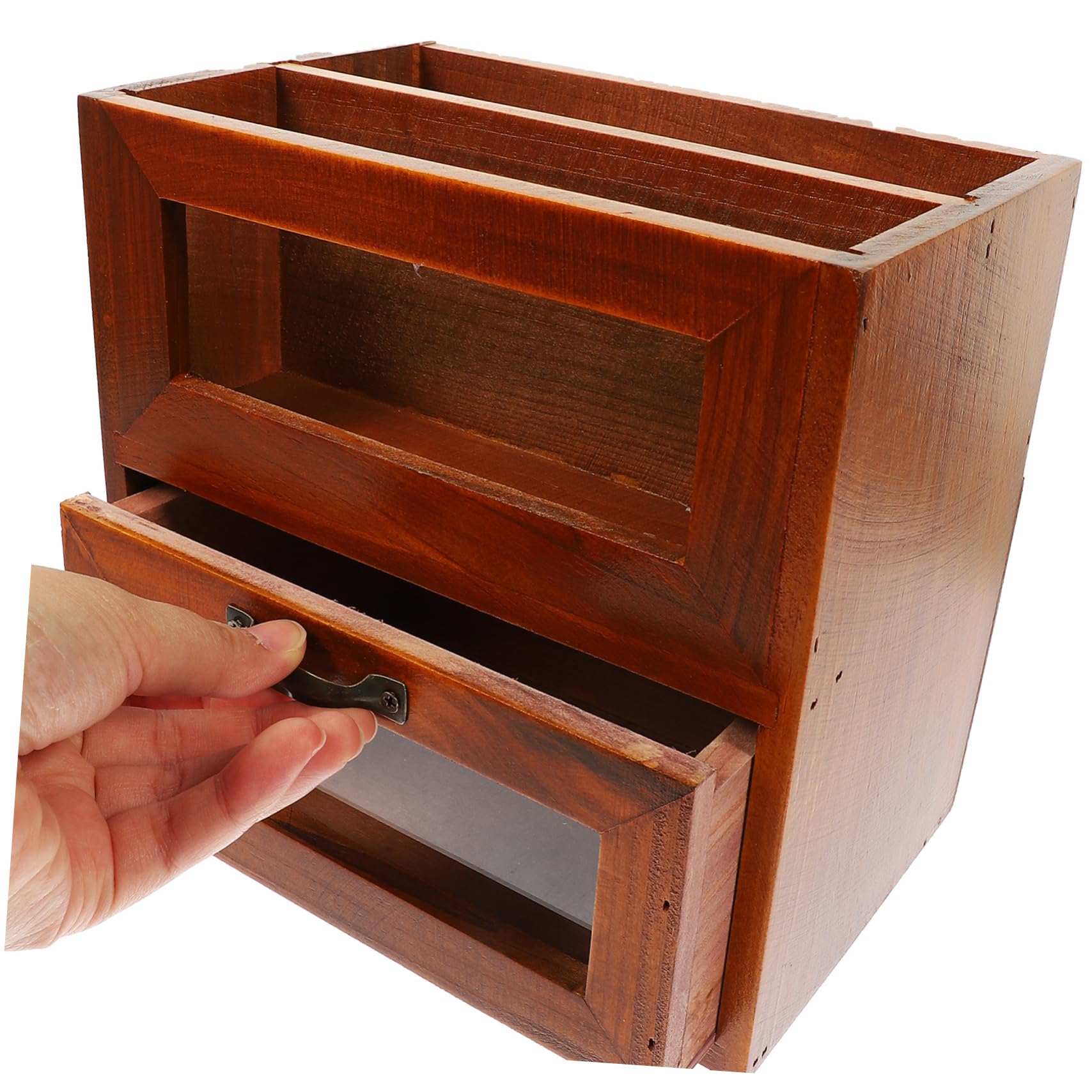 Vintage Schreibtisch Organizer und Abs Braun Vielseitiger Aufbewahrungsschrank für Kosmetik Schmuck und Schreibwaren