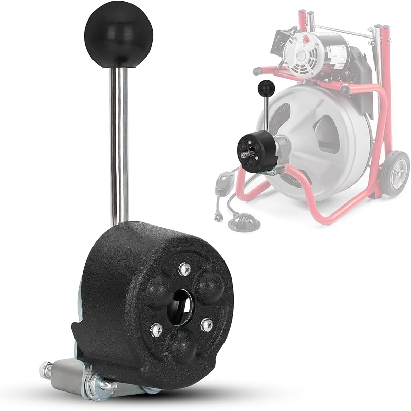 Conjunto de alimentación de limpieza de drenaje automático 26773 actualizado, apto para máquina de tambor de cable RIDGID K-400, para drenajes y tuberías de 1-1/2" a 4", control de funcionamiento de 3 posiciones con sistema de accionamiento de cable integrado