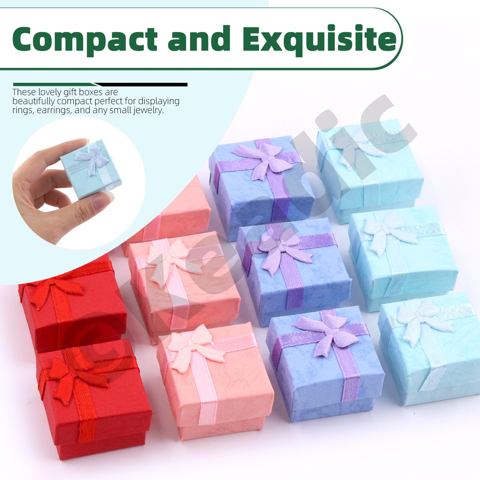 Keadic Lot De 12 Boîtes Cadeaux En Carton Avec Ruban Taché Et Ciseaux, Boîtes De Rangement Pour Bijoux Avec Couvercles Et Coton Pour Bagues, Colliers, Bracelets, Boucles D'oreilles (bleu