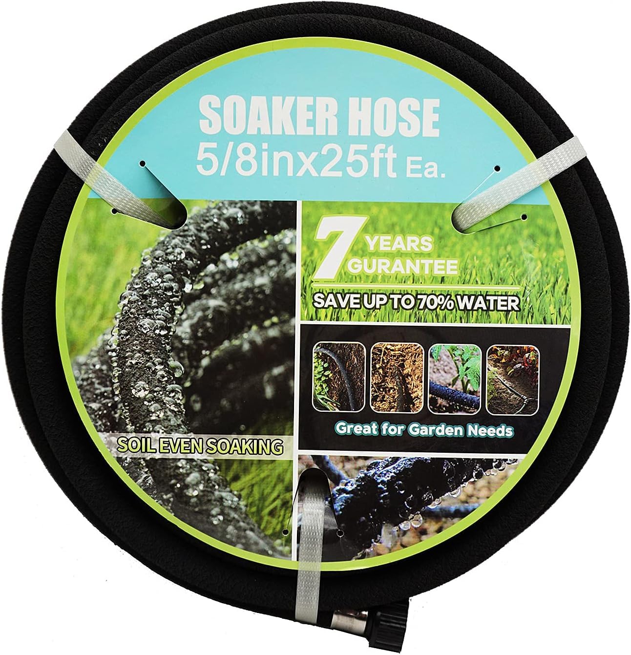 Photo 1 of Aurssa Soaker Hose 5/8" 25ft Rubber Garden Soaker Hoses, Water Seeper Round Drip Hose, Heavy Duty Drip Irrigation Hose For Vegetable, Lawn, Plants and Trees Watering