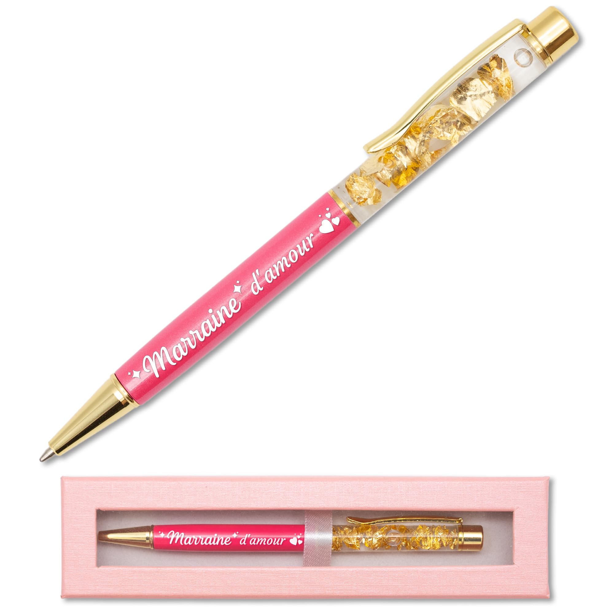Cadeau Demande Marraine - Stylo Bois, Carte, Fleur Séchée | Pochette Velours, Idéal Baptême, Communion - 2