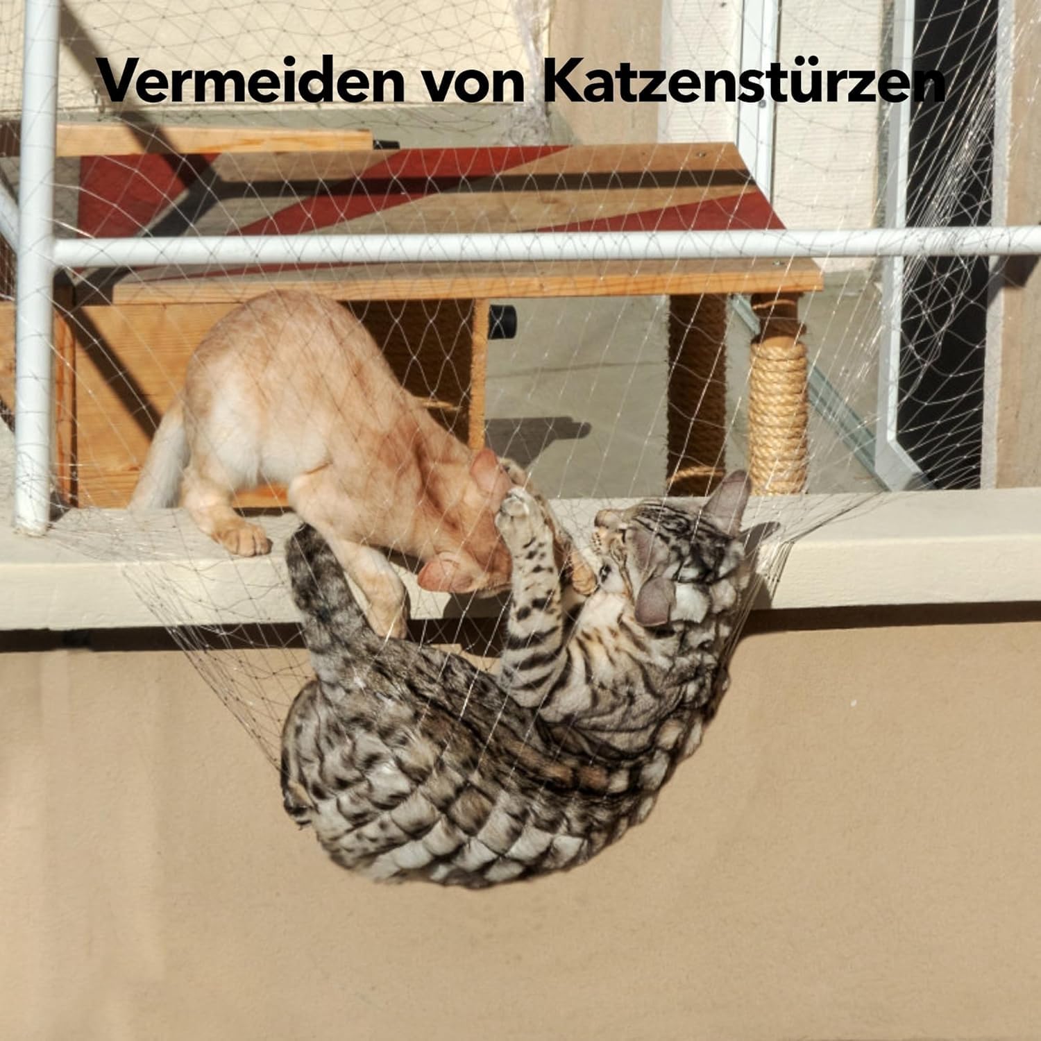 Katzennetz, Balkonnetz for Haustiere, Katzenbalkonnetz, Fallschutznetz, Balkonschutz, Sicherheitsnetz, Nylon-Balkongitter, Zaunnetz for Balkon, Fenster, Treppen, Geländer(10x3M)