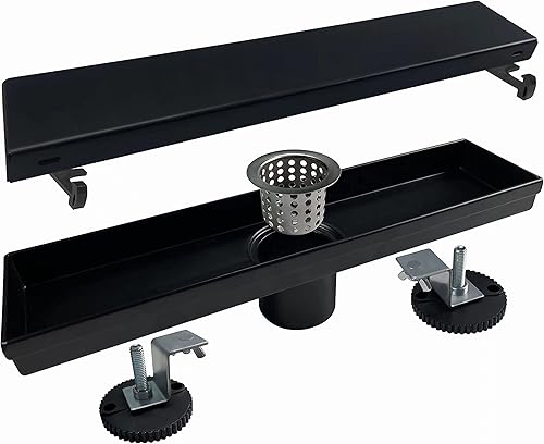 Miniatura 5 de Drenaje de ducha lineal de 24 pulgadas con cubierta extraíble de rejilla de inserción de azulejos 2 en 1 y certificado CUPC de acero inoxidable