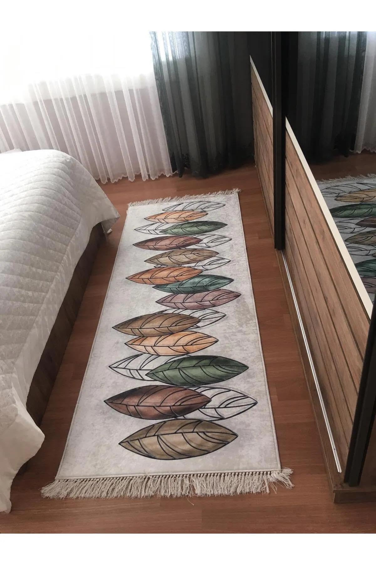 Monnhein Çok Renkli Yolluk Sonbahar - Yıkanabilir, Kaymaz Taban, Dijital Baskılı, Leke Tutmaz, İnce Hav, Modern Koridor, Mutfak, Antre ve Salon için Dekoratif Yolluk