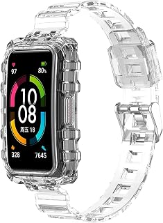 KingFan Case compatível com Huawei Honor Band 6 Band, Uma peça construída banda esportiva robusta com estojo para mulheres