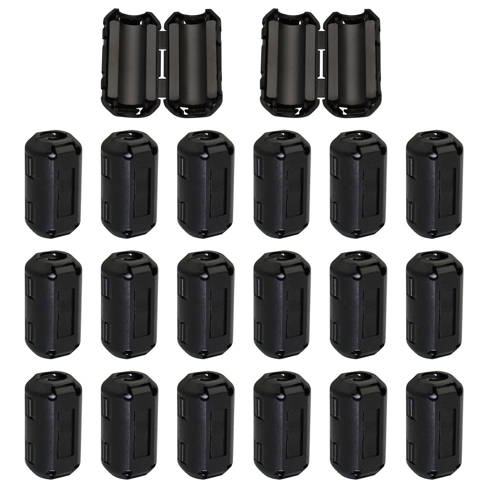 Didamx 20Pcs 9mm Black Clip-on Ferrite Ring Core RFI EMI Noise Suppressor Anti-Interference Cable Clip for HDMI USB Cable Video Cable Power Cord