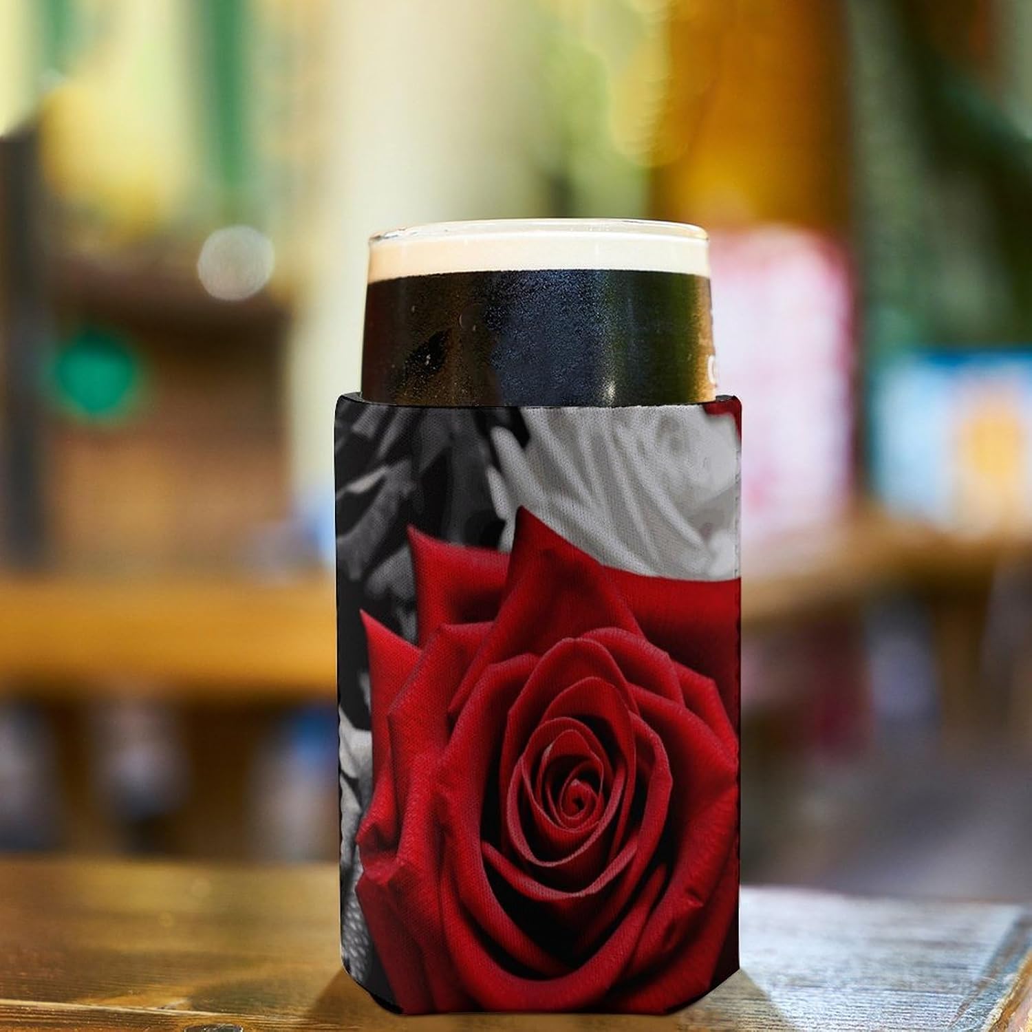Black Rose Reusable Insulator Sleeve for Iced Hot Drink image 5