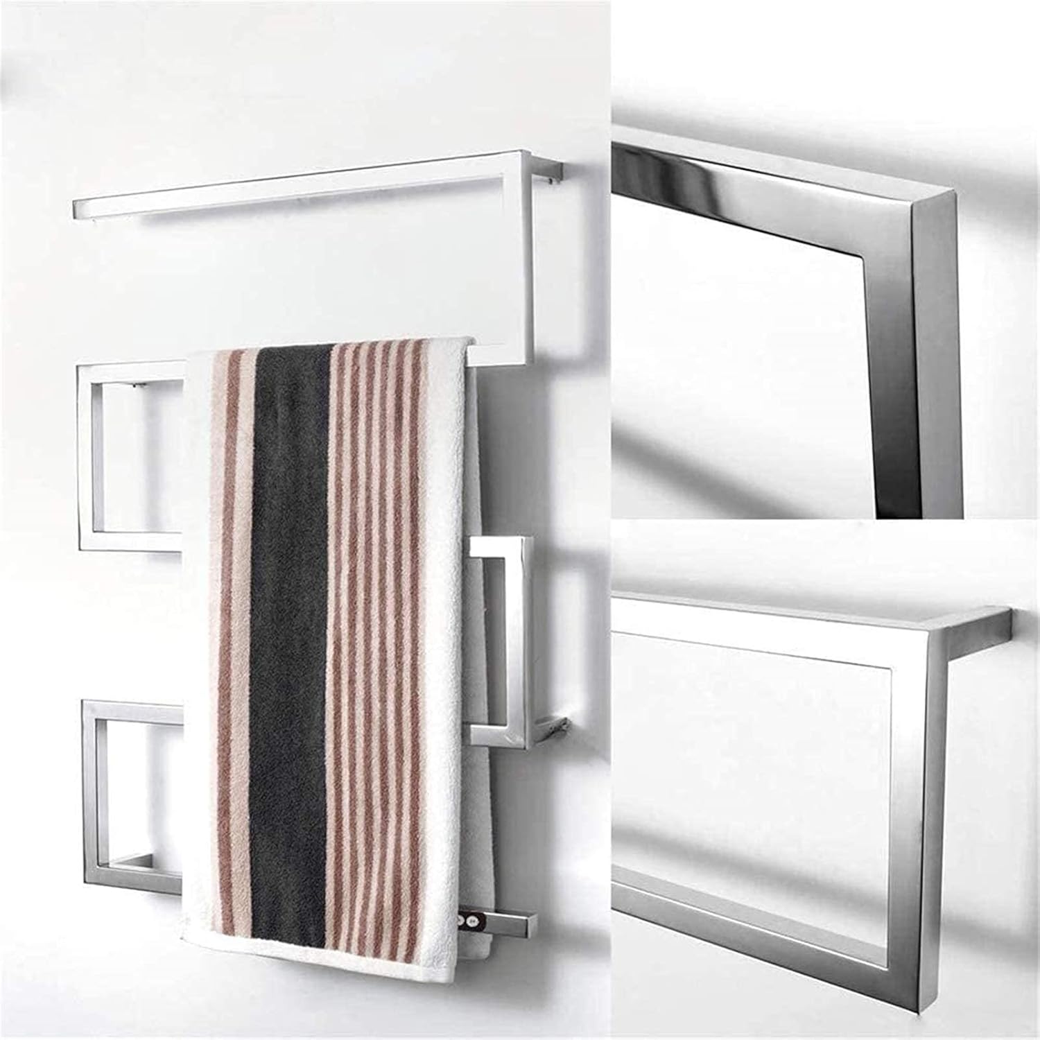Heated Towel Rail Rails Towel Warmer Towel Warmer Heated Drying Rack with Built-in Timer Wall Mounted Electric Heated Towel Drying Rack for Bathroom Home Hotel 304 Stainless Stee