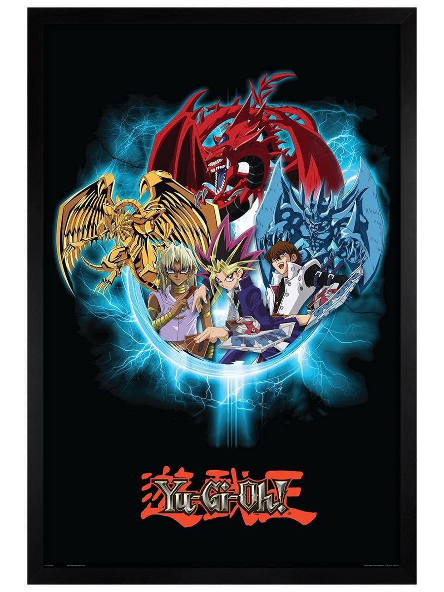 Yu-Gi-Oh! Key Characters Blue Maxi Poster - Black Wooden Framed