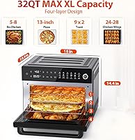 Vista 2 de Aeitto® Horno freidora de aire PRO grande de 32 cuartos Combo de horno tostador con rotisserie, deshidratador y accesorios completos freidora