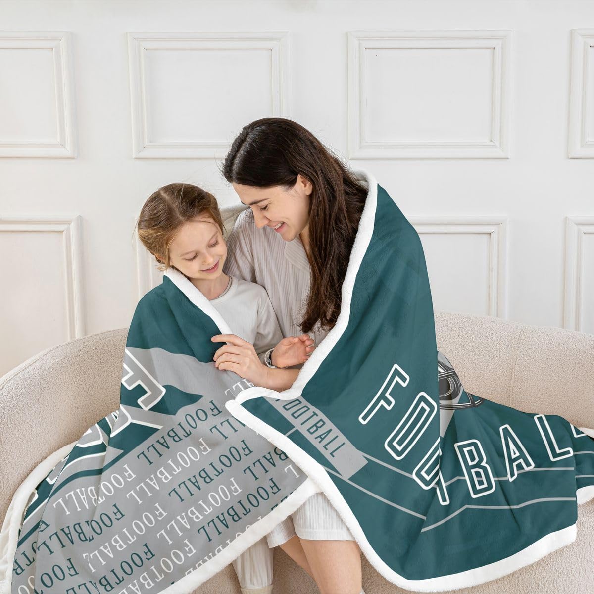Feelyou Football Fleece Throw Blanke Boys Girls Throw 50"x60" Rugby Sports Sherpa Blanket Plush Fuzzy for Bed Couch Chair Living Room - Image 5