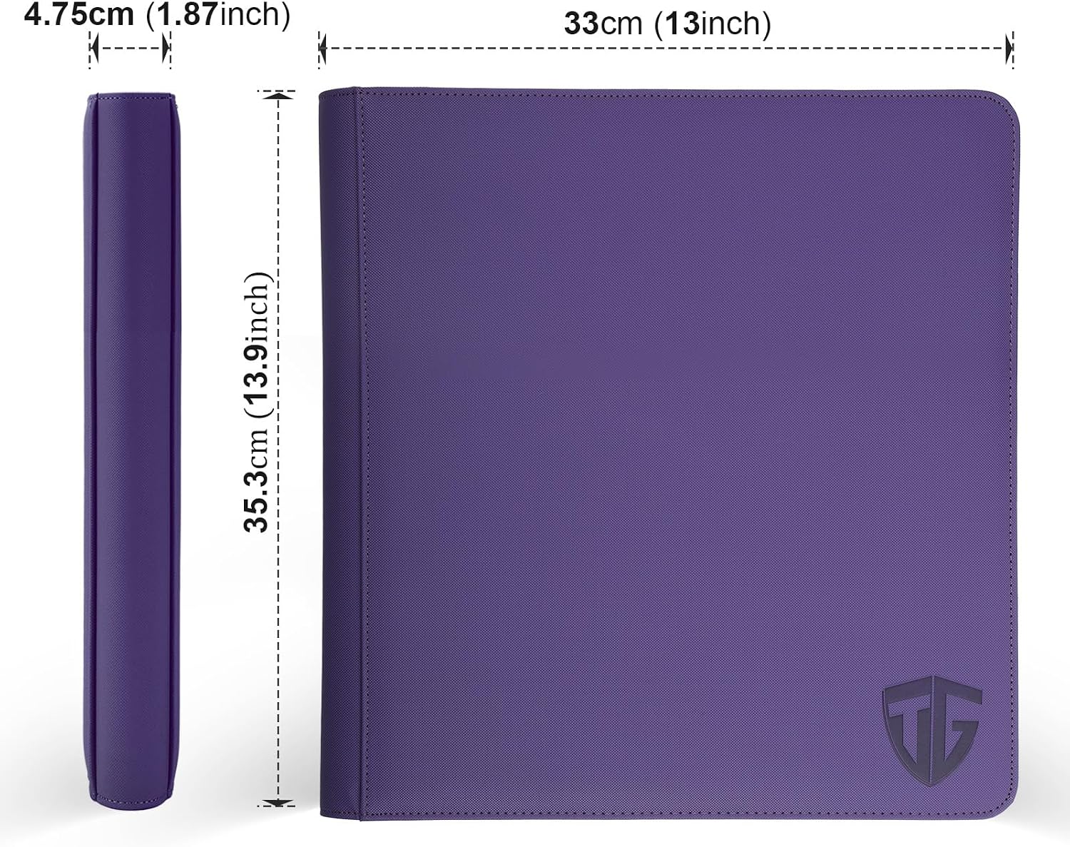 12 Pockets Trading Card Zipper Binder for 720 Cards| Secure Side Loading Pockets | Trading Card Album Folder | Compatible with YuGiOh, MTG,Sports Cards (Purple 12)
