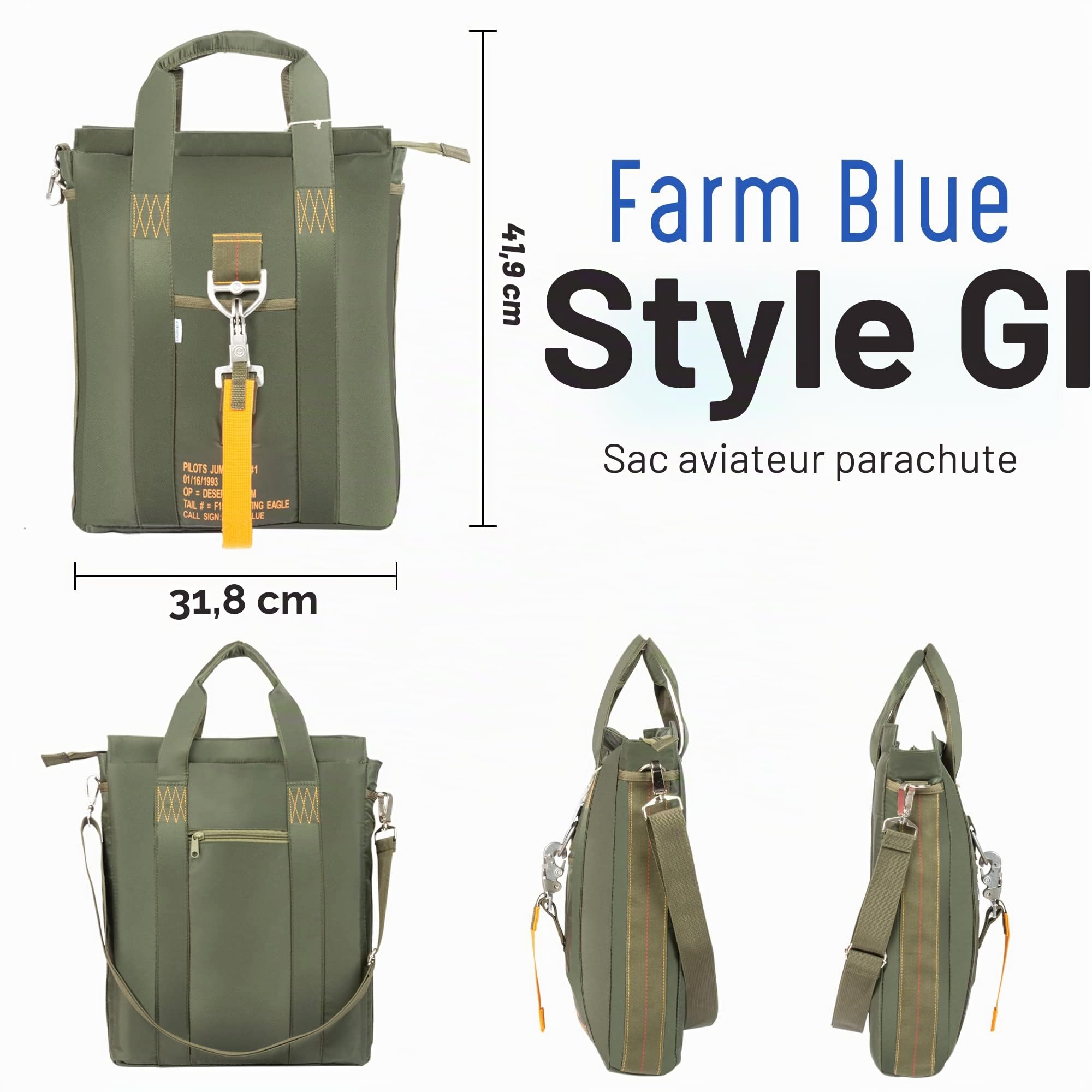 Farm Blue Sac de vol tactique - Sac de casque de pilote de parachute aviateur - Style militaire