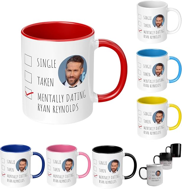Print Maniacs Mug Gift Christmas Birthday Novelty Celebrity Movies Coffee Tea Present Gift Mentally Dating Ryan Reynolds (White)