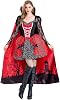 PROTAURI Women Drama Costume Vampire Dress - Queen Fancy Cosplay Carnival Party Outfits, Size L, Black & Red
