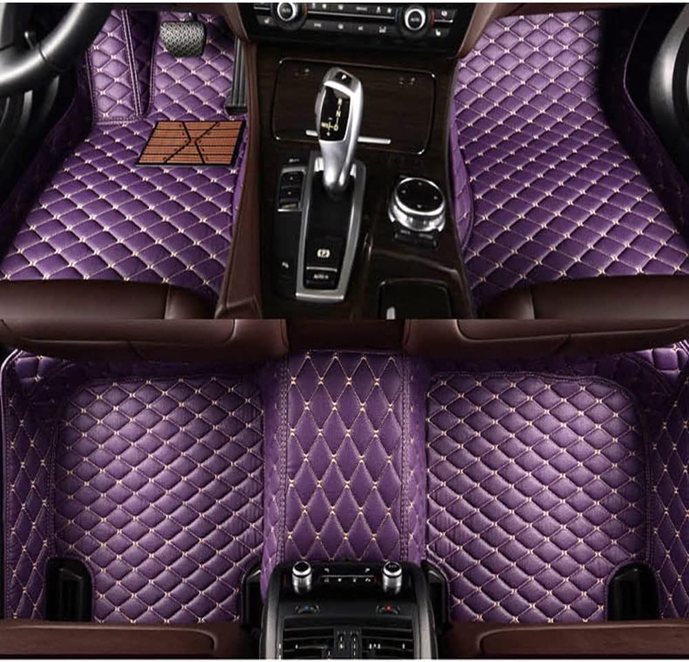 Tapis Sol Voiture Cuir pour Toyota CHR 2023 2024 2025 2026 EV Electric, Imperméable Antidérapant Personnalisé Voiture Avant Arrière Protection Plancher Kit,Purple