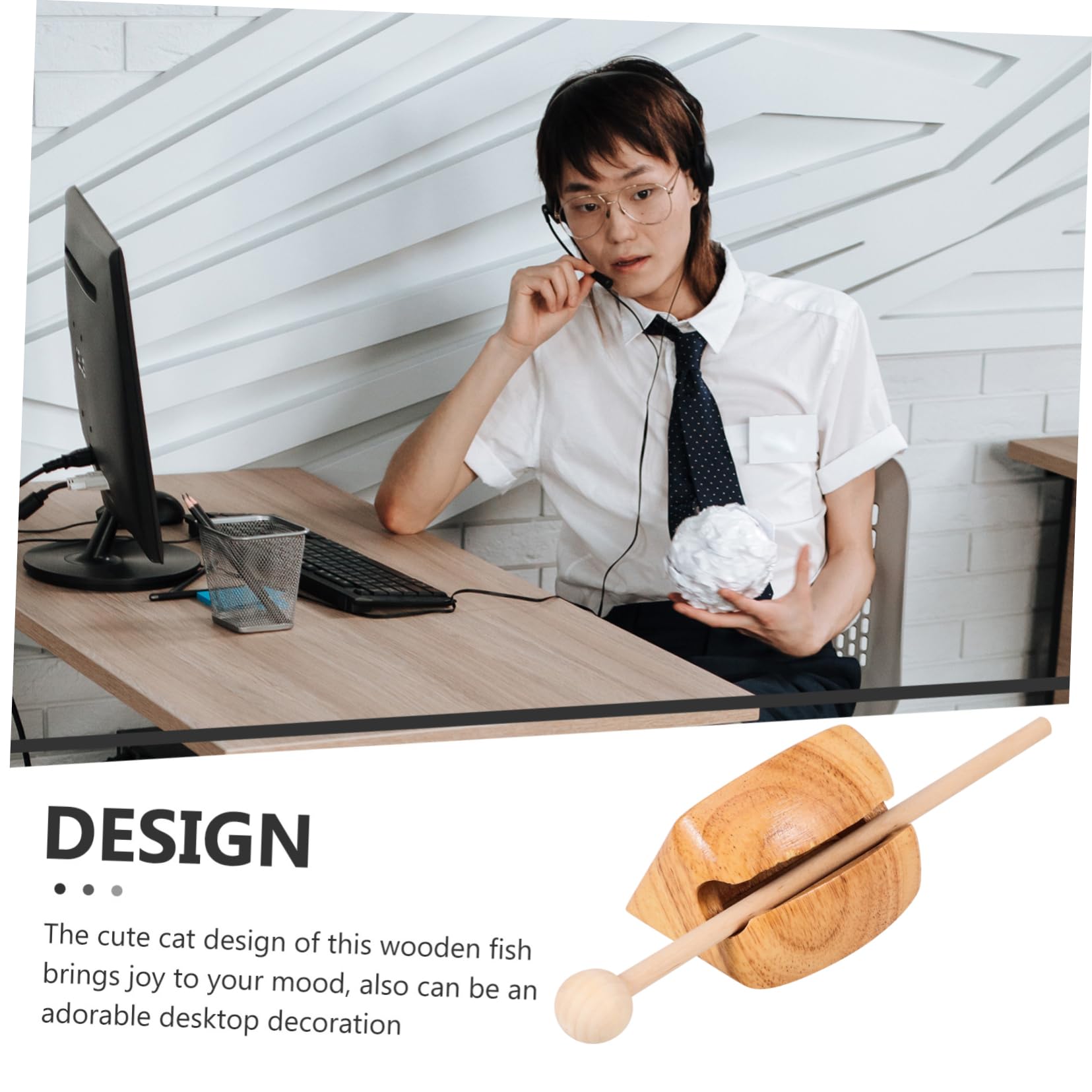 SUPVOX 1 Set Wooden Fish Temple Block Percussion Instrument for Easy to Play Educational Music for Early Childhood Development and Joyful Sound Experiences