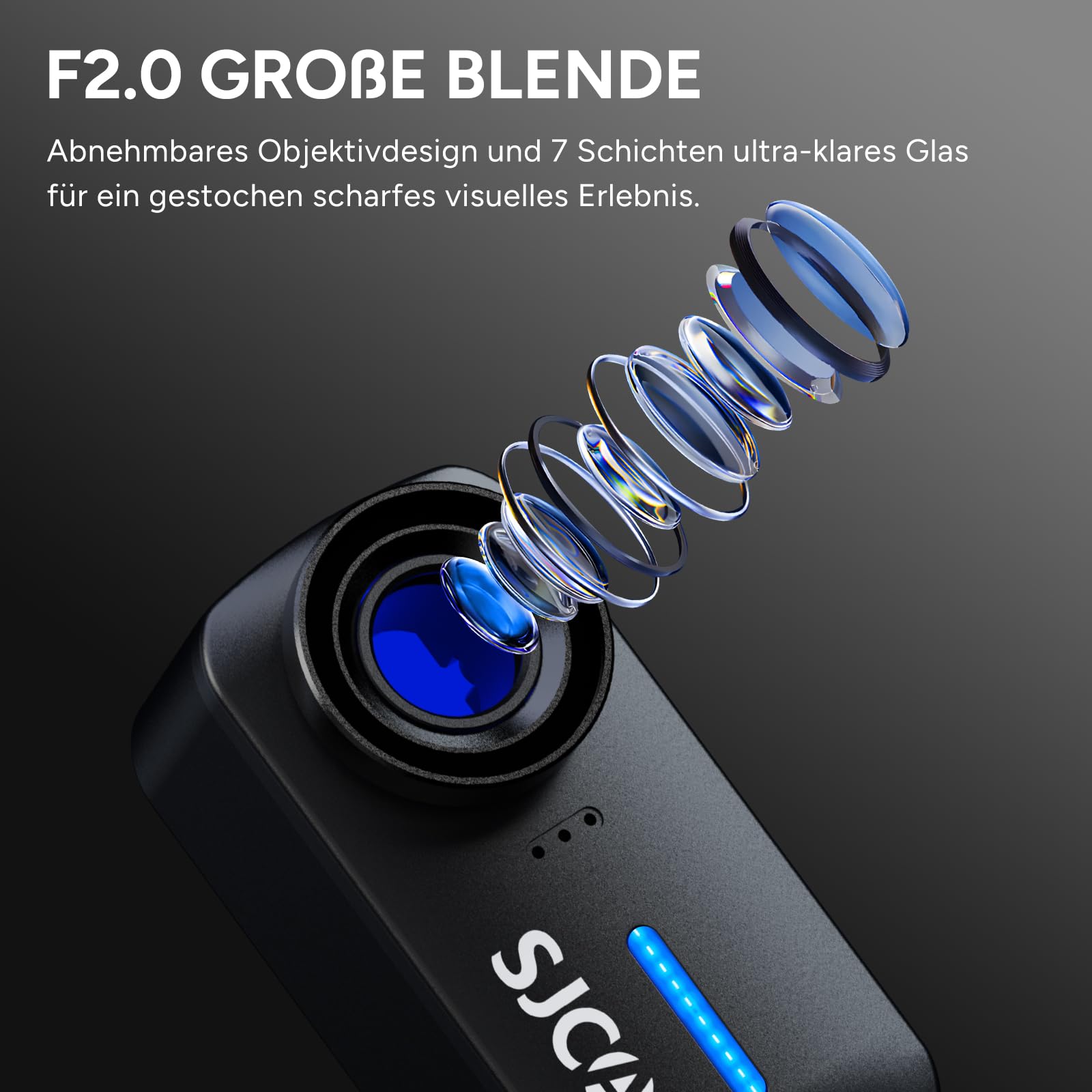 SJCAM C110 4K Bodycam ohne SD,200 Min Laufzeit,EIS,Wasserdicht | Action Cam,POV-Kamera Ideal für Vlogging,Reisen,Wandern,motorrad und Sport,Nur mit 5-GHz-WLAN kompatibel