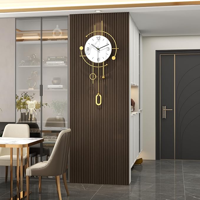 Reloj de Pared Grande Dorado 13x28 pulgadas Analógico Silencioso miniatura 4
