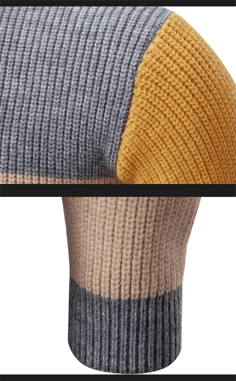 Dninmim Suéter de punto con cuello alto falso para hombre, otoño e invierno, casual, cálido, tops