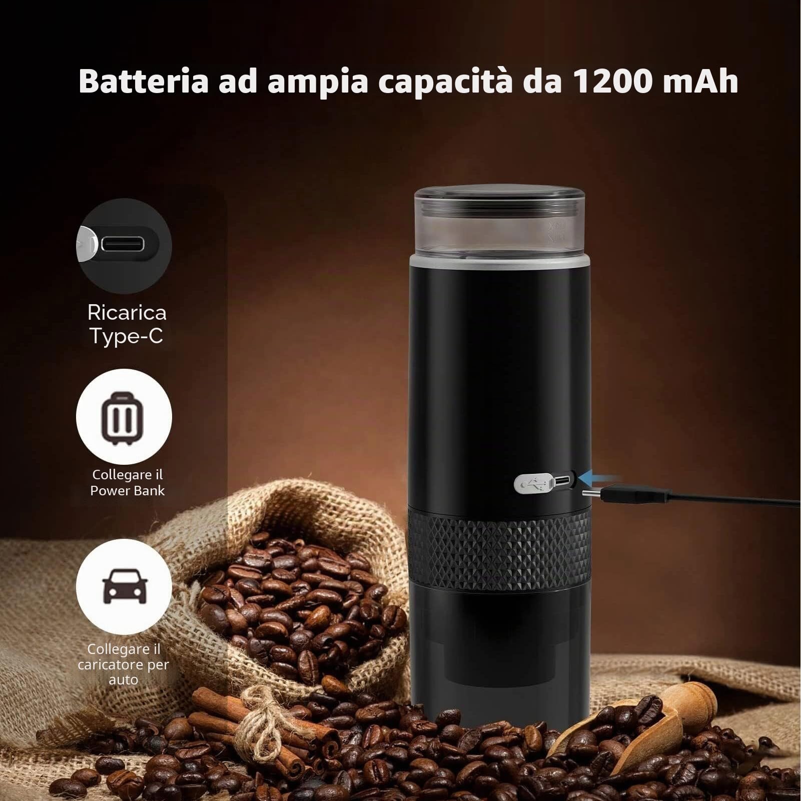 AUNMAS Macchina da caffè Portatile da Viaggio, Macchina per caffè Espresso per Auto Macchina da caffè Portatile Azionata Manualmente per Campeggio, Escursionismo, Macchina per caffè