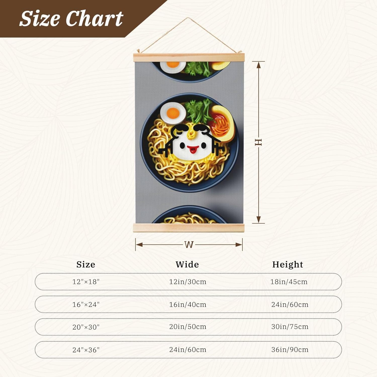 Egg Cup Noodle Ramen Print Poster Hanger,Hanging Poster, Poster Frame,Wood Poster Hanger, For Wall Hanging