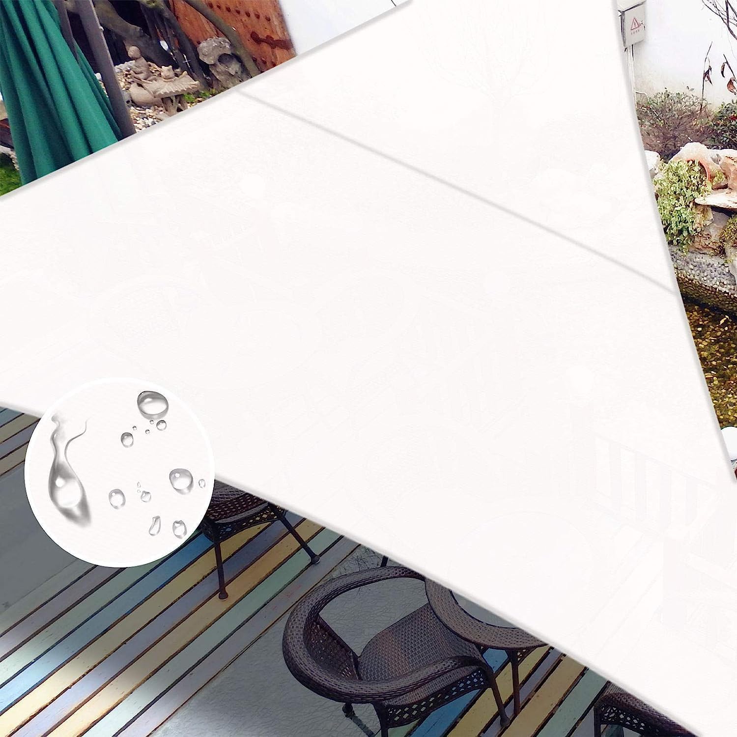 LOVE STORY Triangle 19'x19'x19' Waterproof Sun Shade Sail Canopy UV Block for Outdoor Patio Backyard Carport,White(We Make Custom Size)