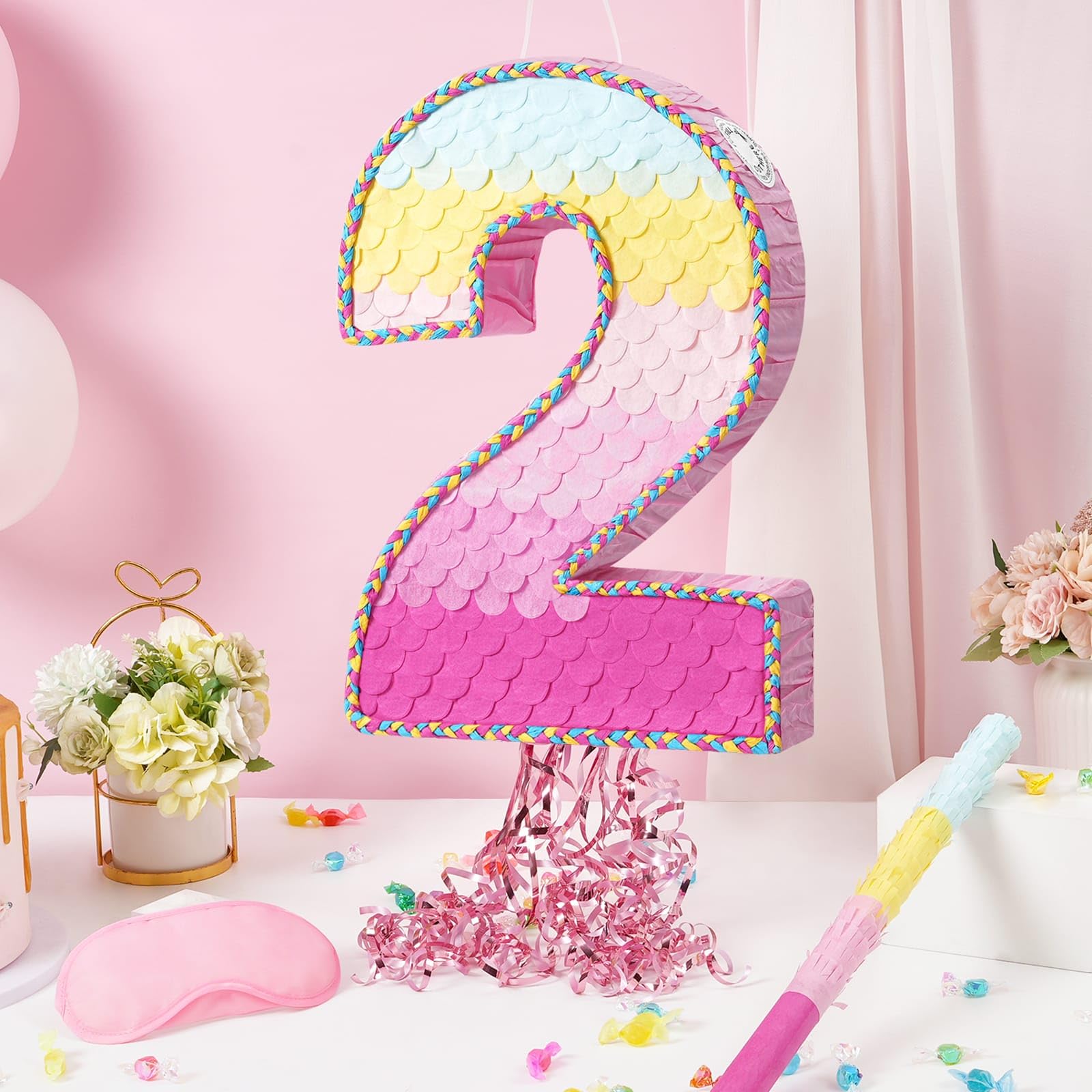 ⭐︎ぴーなっ2⭐︎☆ Amazon.com: WERNNSAI Pink Sweet Two Piñata - Number 2 Piñata Happy
