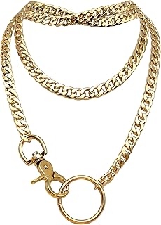 Women's Slip Chain Rainbow Heart O-Ring Chunky Chain Necklace, Rays Cuban Long Layered Jewelry, Adjustable Lariat Y-Necklace Heart Loop Choker