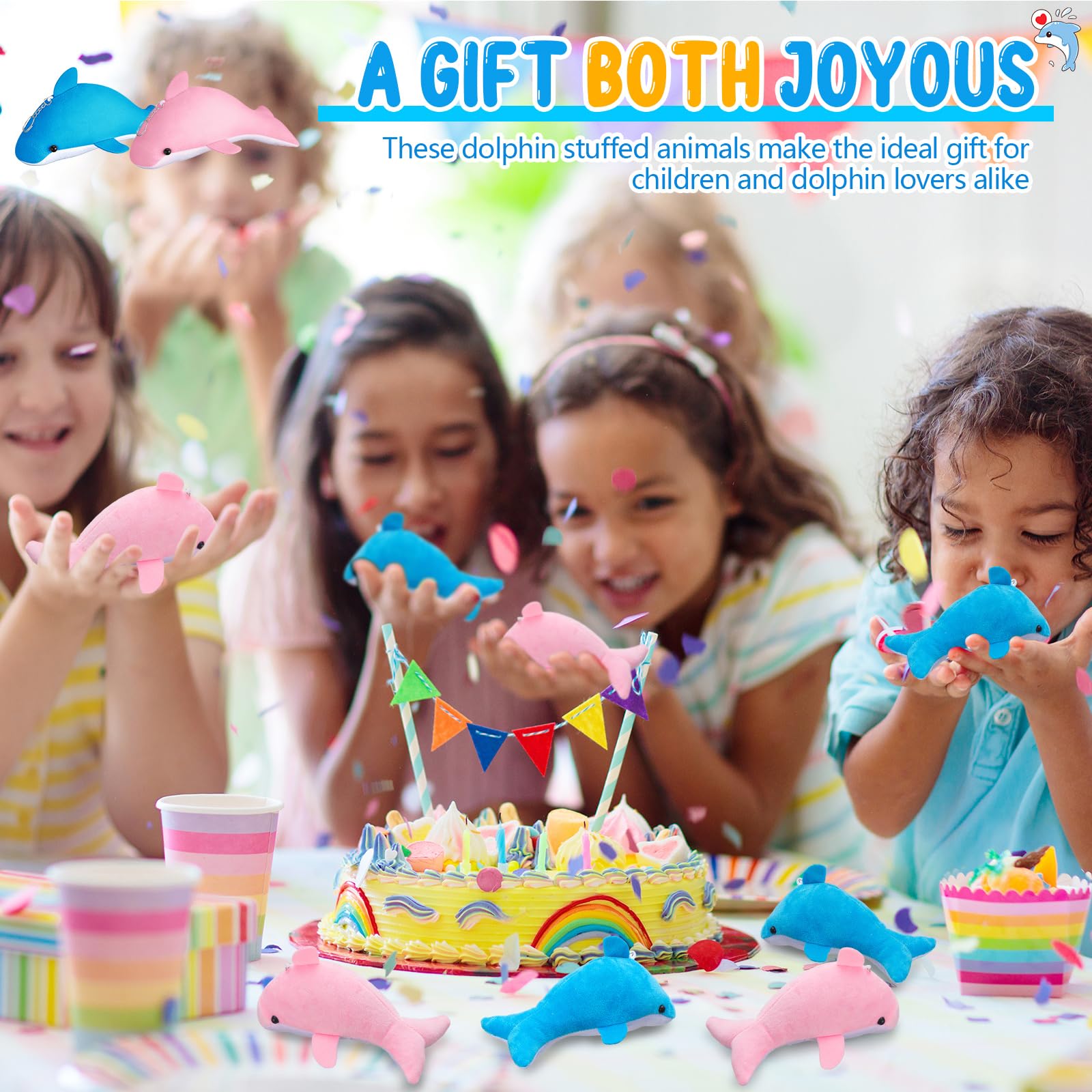 Arrowbash 20 Pcs Plush Dolphin Toys 7.1" Dolphin Plush Stuffed Animal Dolphin Keychain Soft Decorative Dolphin Charm Keyring for Ocean Life Party Favors Accessory Baby Shower Decor - Image 6