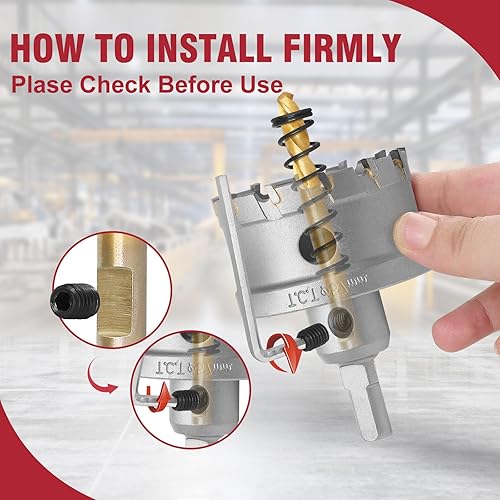 Miniatura 5 de Sierra perforadora de carburo de 2-14 pulgadas con broca central chapada en titanio, sierra de agujero TCT resistente para acero inoxidable, hierro,