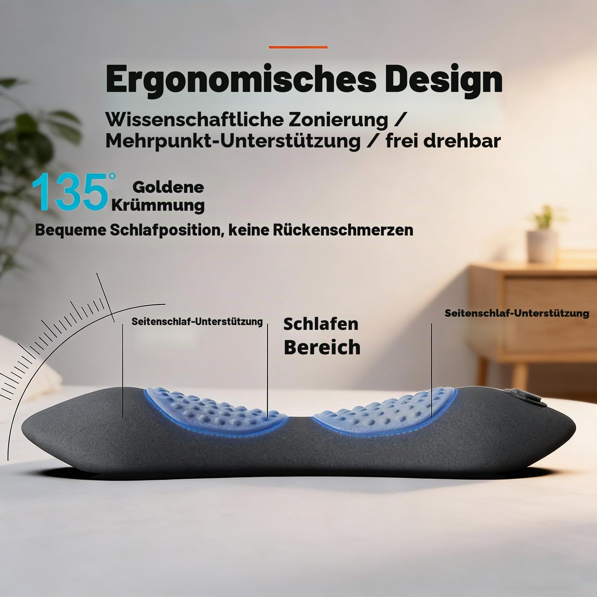 Curosleep Kissen, Curosleep - Triple Fusion Massagegerät (B) | Triple Method Massager - Traction Lifting Vibration Massages & Hot Compress, Rücken Massage Für Büro, Zuhause, Reise