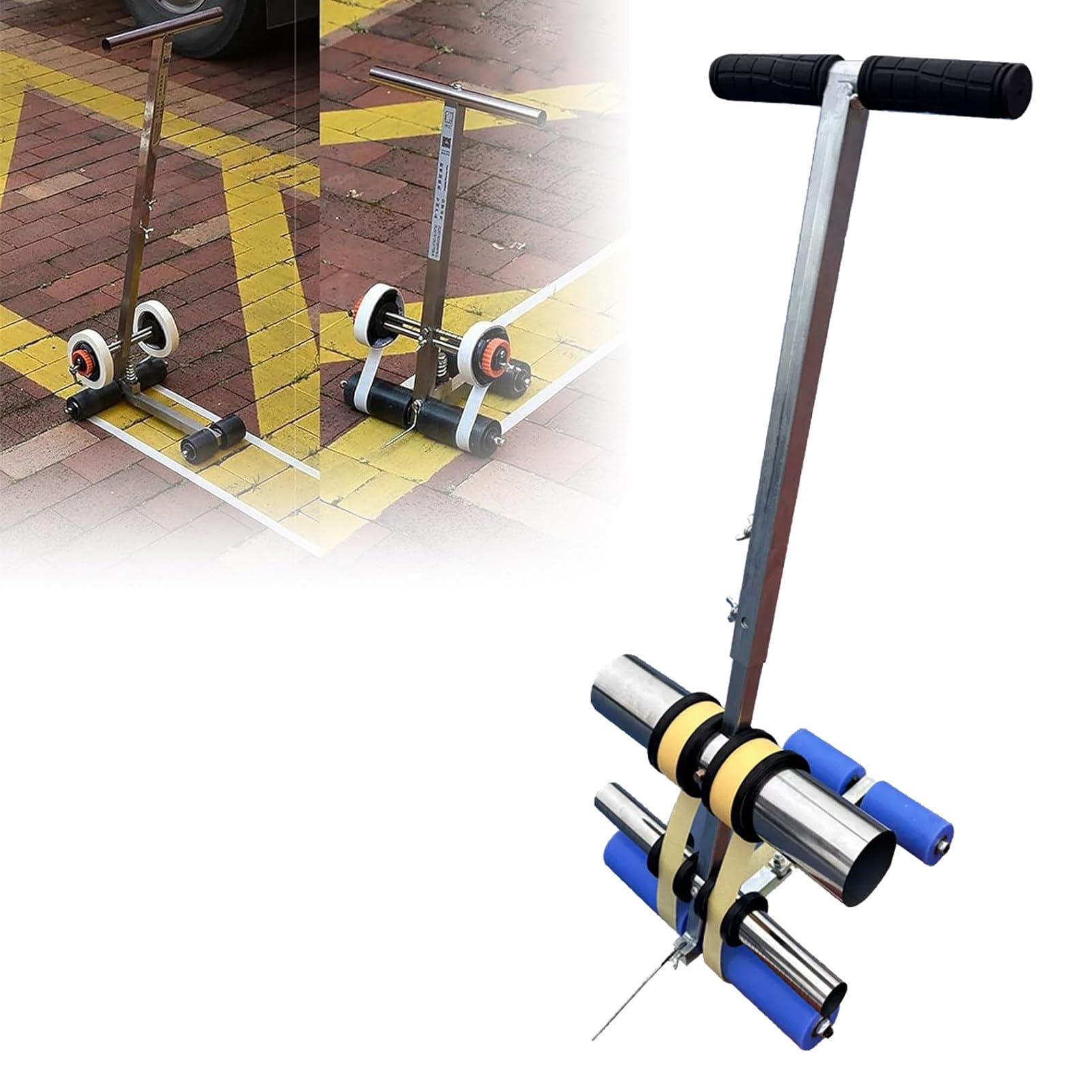 Pnpaea Manual Floor Tape Applicator, Adhesive Tape Machine, Used for Floor/Warehouse Area/Warning Line/Sport Ground Marking,Protection and Laying,for Road Warning BlueWheel-