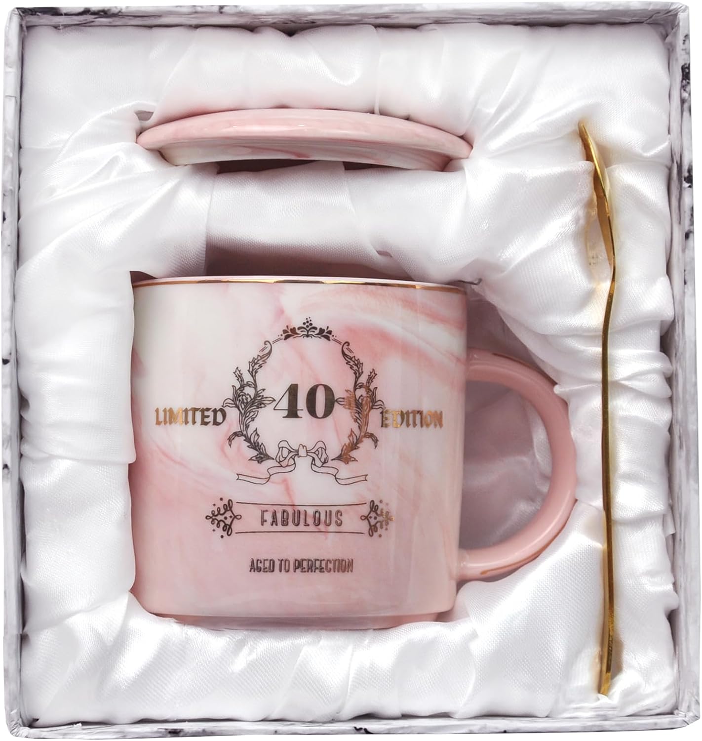 BOKALAKA geschenk zum 40 geburtstag frau, 40. geburtstag frauen 12oz rosa Kaffeetasse, 40