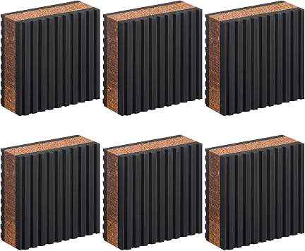 Sintuff 6 Pcs Anti Vibration Rubber & Cork Isolation Pads 2" for Turntables to Reduce Vibration & Skipping Thick Acoustic Foam Felt Riser Mat, Bass Speaker Feet Improve Sound Clarity for Desktop