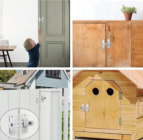 Miniatura 5 de Cerradura de puerta de granero de acero inoxidable 304, cerradura de puerta corrediza de granero de 180 grados, cerradura de pestillo de puerta