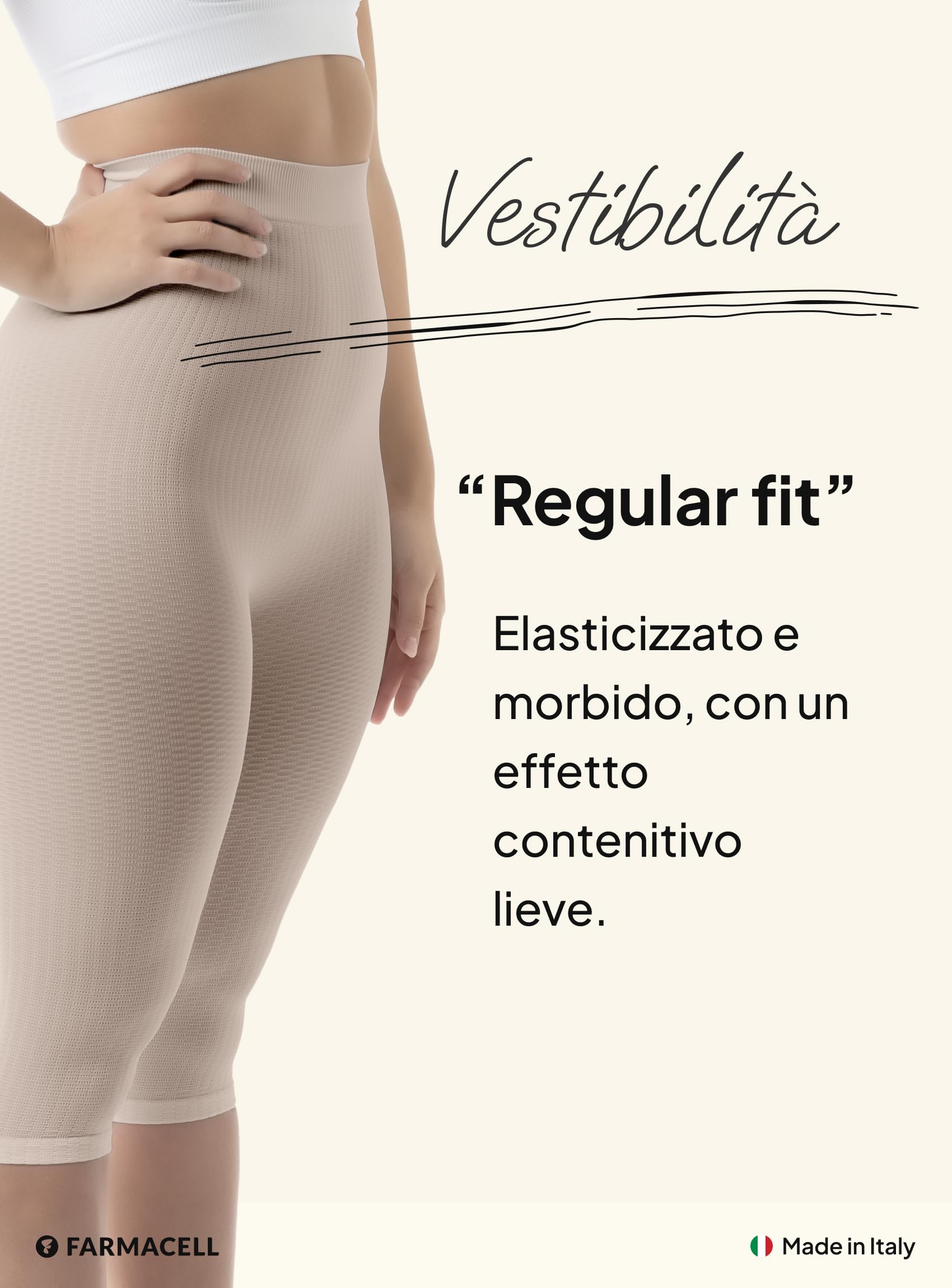 FarmaCell Leggings Anticellulite Donna 3/4, Massaggianti a Vita Alta, Made in Italy, 123