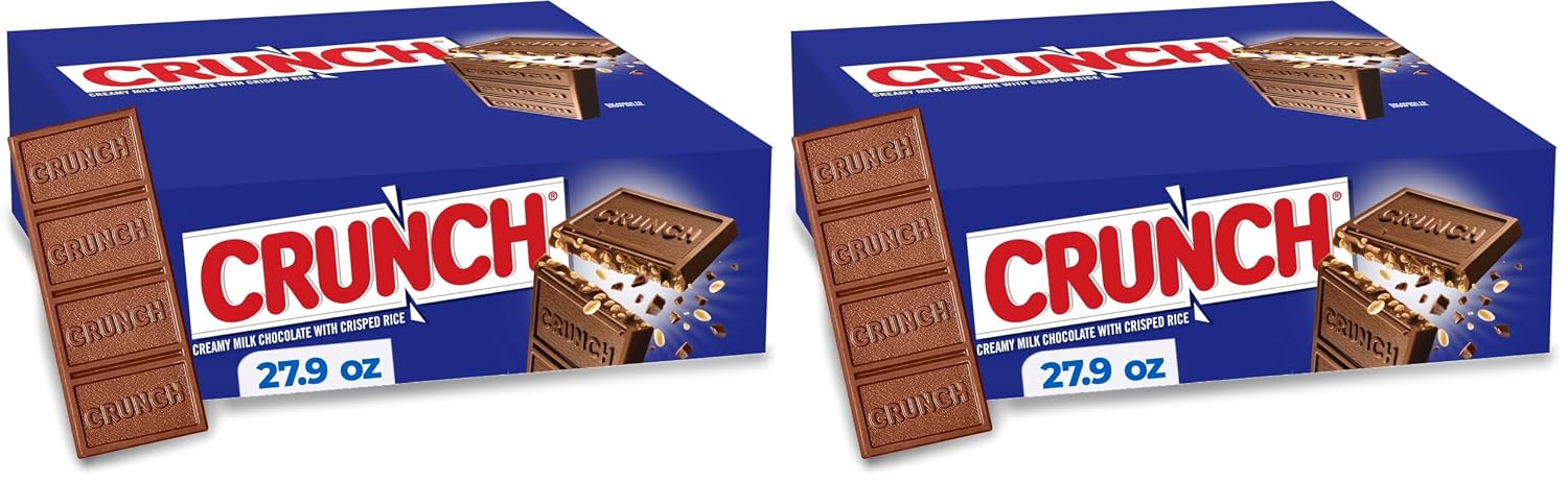 CRUNCH Full-Size Candy Bar, Creamy Milk Chocolate with Crunchy Crisped Rice, Single Bar, 1.55 oz (Pack of 2)