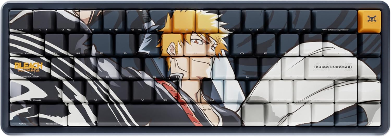 Bleach Rukia Kuchiki Full Art keycap Set PBT Dye Sub Keycaps for Mechanical Gaming Keyboards, Cherry MX Switches, Custom Side Print, ANSI ISO Support, US Layout - Officially Licensed