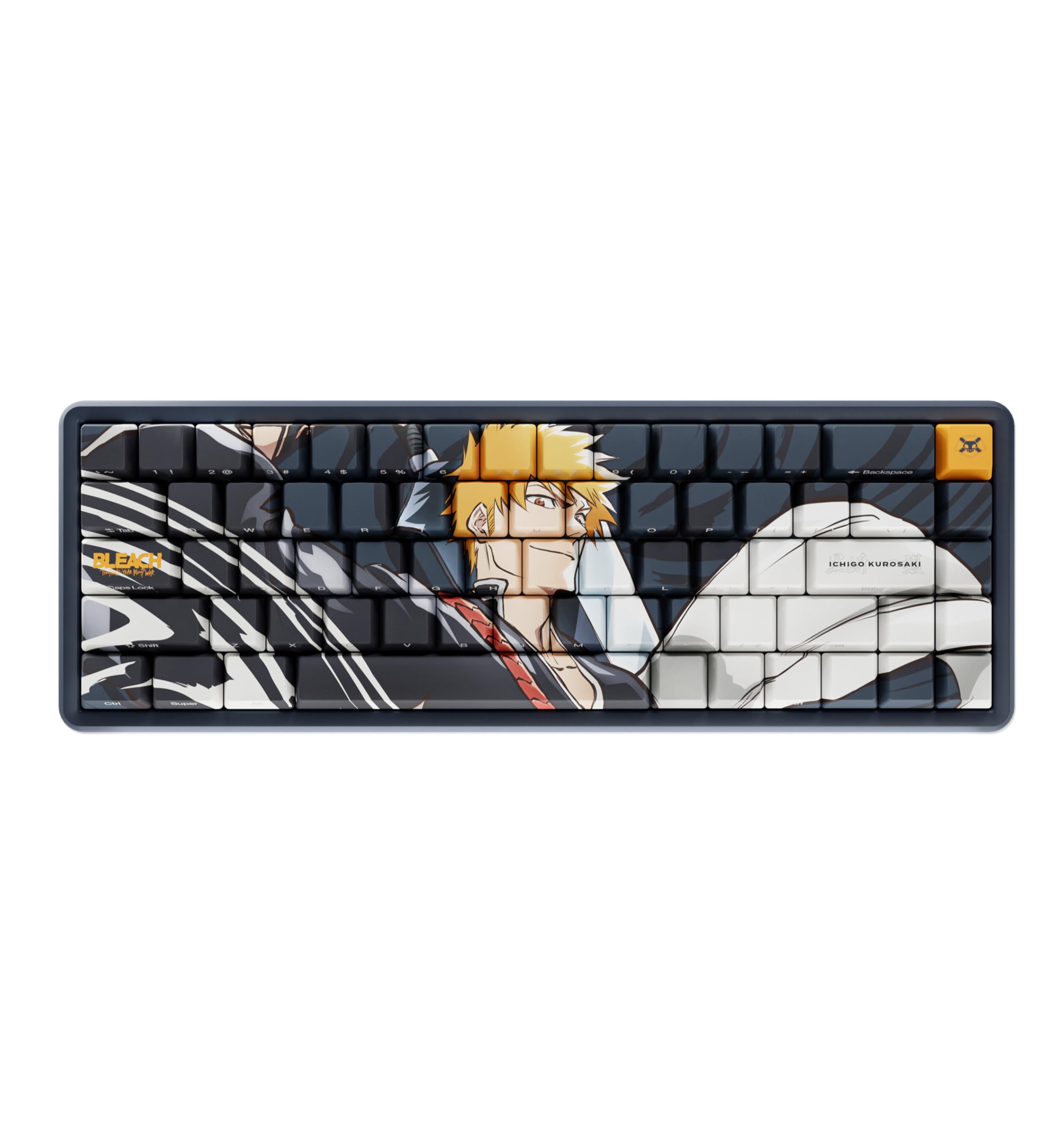 Team Liquid Bleach Ichigo Kurosaki Full Art keycap Set PBT Dye Sub Keycaps for Mechanical Gaming Keyboards, Cherry MX Switches, Custom Side Print, ANSI ISO Support, US Layout - Officially Licensed