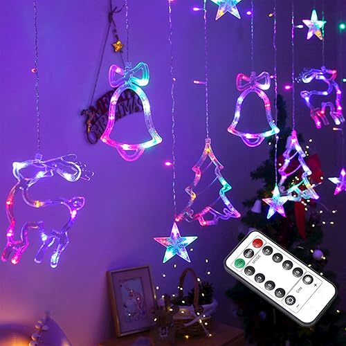 Miniatura 1 de YOLUTON Luces de decoración de ventana de Navidad de 115 pies alimentadas por USB con control remoto luces de cortina LED 8 modos 120 luces LED de