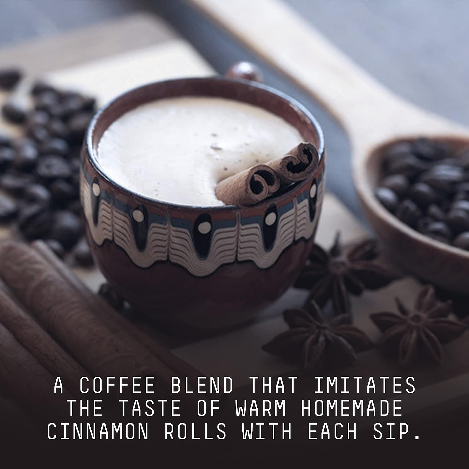Stone Street Flavored Ground Coffee, Cinnamon Swirl, Freshly Roasted, 100% Colombian Arabica, Gourmet Coffee, Medium Roast, Sweet Cinnamon Roll Flavor, 1 LB
