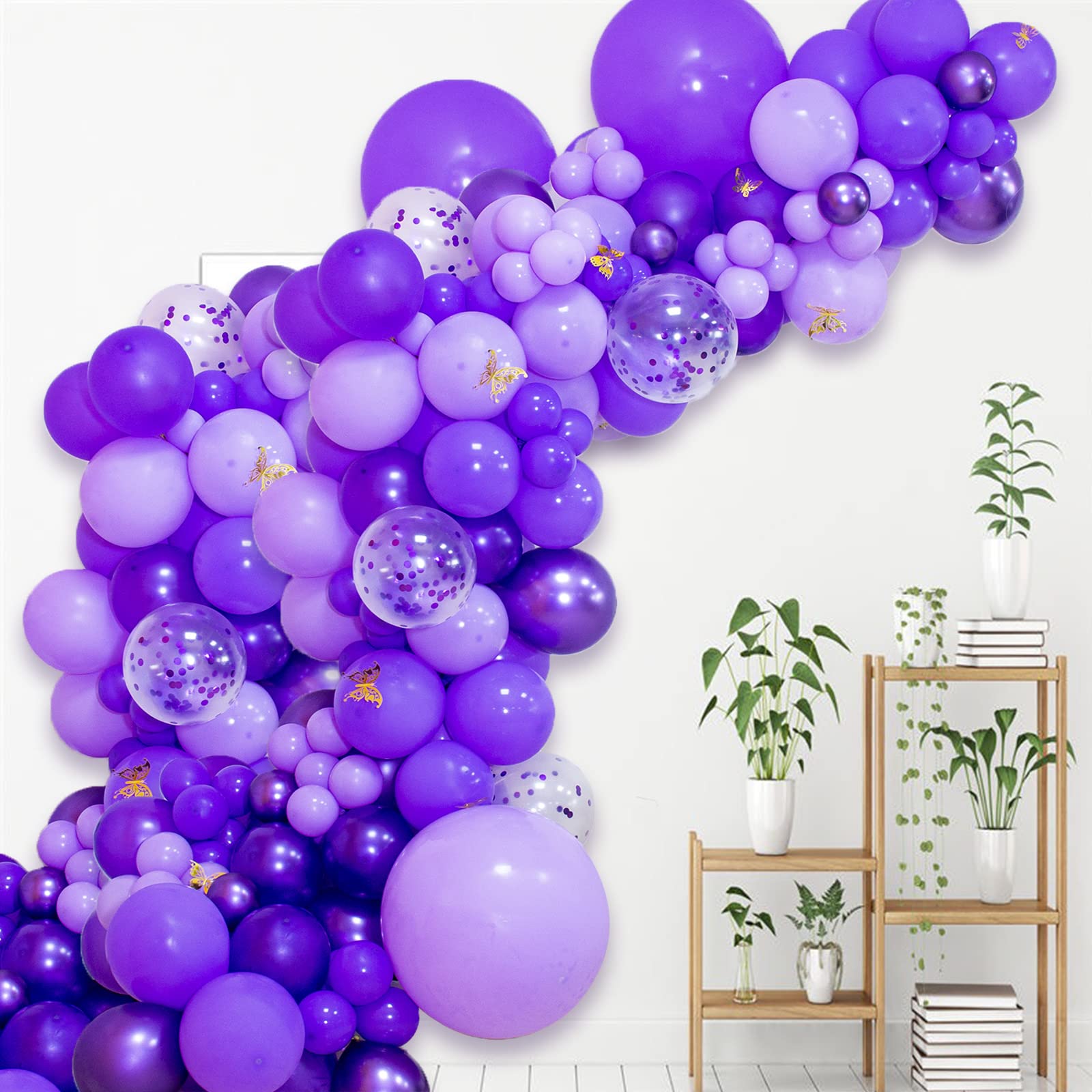 111Pcs Purple Balloons Difference Size Latex Party Balloons Arch Garland for Birthday Baby Shower Wedding Engagement Anniversary Christmas Party Decorations (Purple)