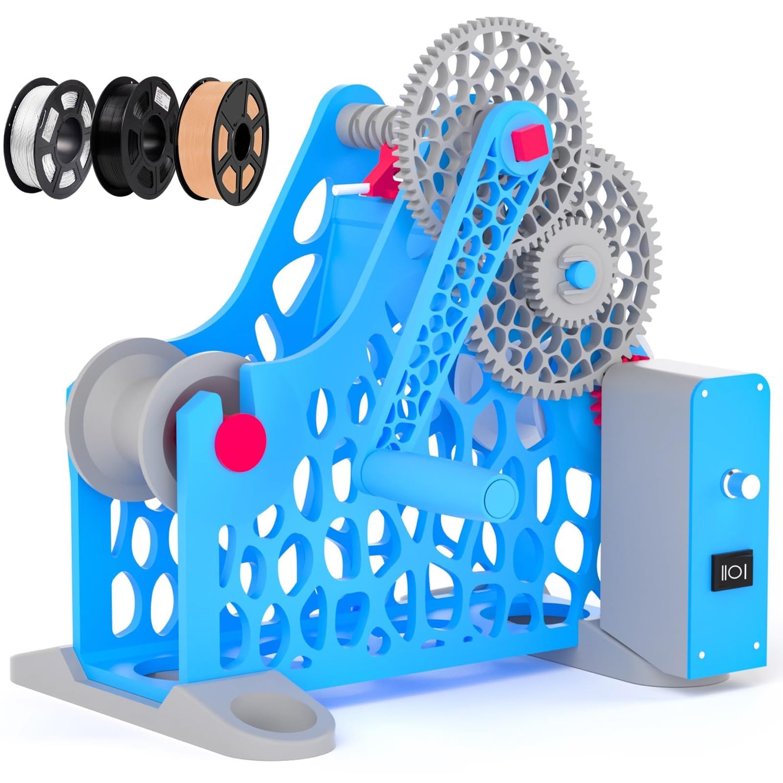 Elektryczny nawijač szpuli, przewijarka filamentu 3D, automatyczna przewijarka filamentu 3D, entuzjaści druku 3D, spawacze, artyści tekstylni (Blue)