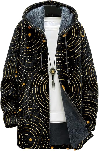 Mens Cardigan Sweater Classic Long Fleece Knitted Hoodies Zip Up with Pockets Warm Fitted Jacket for Winter