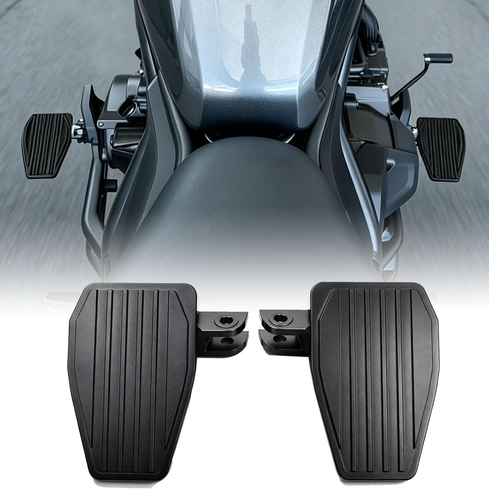 Repose-pieds compatible with CMX1100 CMX 1100 REBEL1100 2021 2022 2023 2024 2025 2026 moto billette large repose-pieds pédales accessoires (Noir)