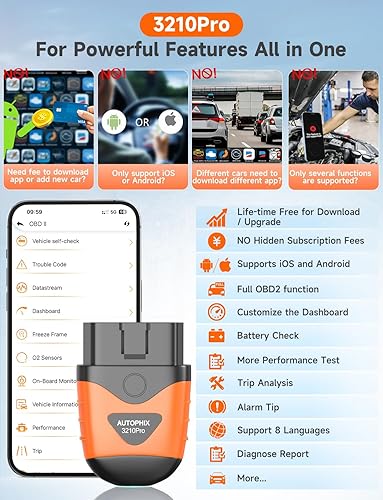 Miniatura 7 de AUTOPHIX Escáner Bluetooth OBD2, 3210 PRO Herramienta de escaneo de coche Revisar motor ABS SRS Transmisión Lector de código inalámbrico Escáner de
